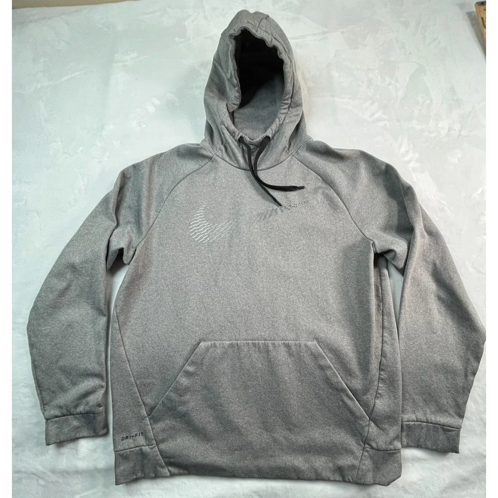 NIKE Mens L Pullover Hooded‎ Dri-Fit  Gray *FLAW*